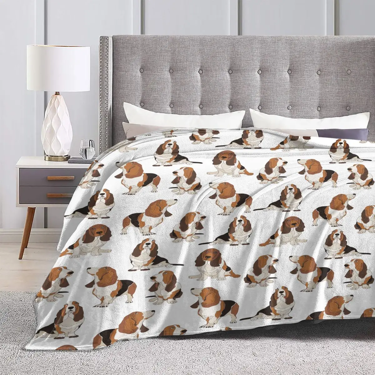 Plaid Décoratif Confortable pour Chien de Basset, Accessoire de Literie Chaud pour la Voiture