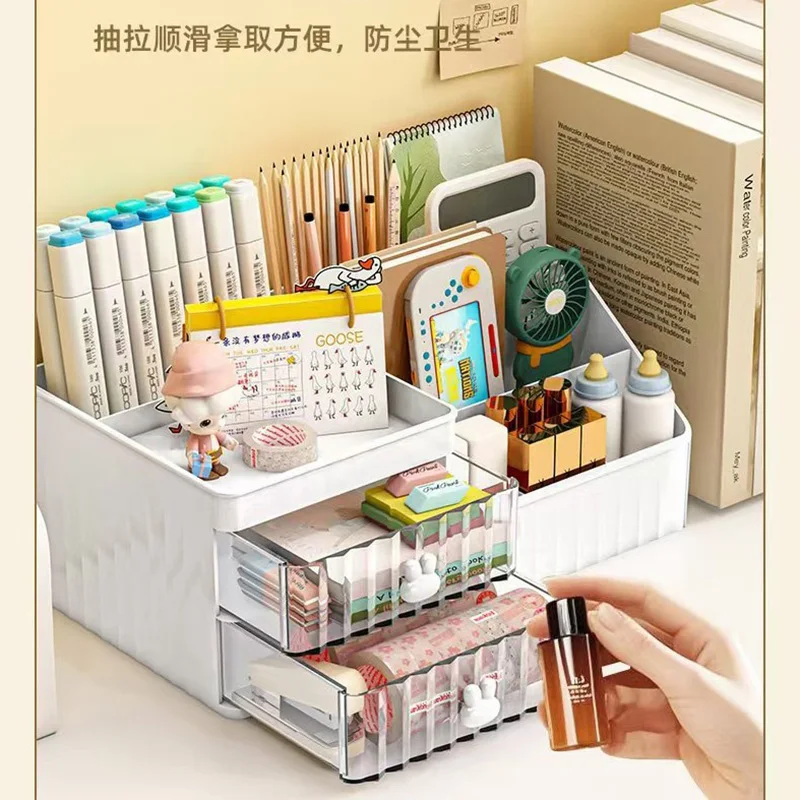 Multi-Functional Cosmetic Storage Box – Desktop Large-Capacity Drawer-Style Organizer for Lipsticks, Eyebrow Pencils, Stationery