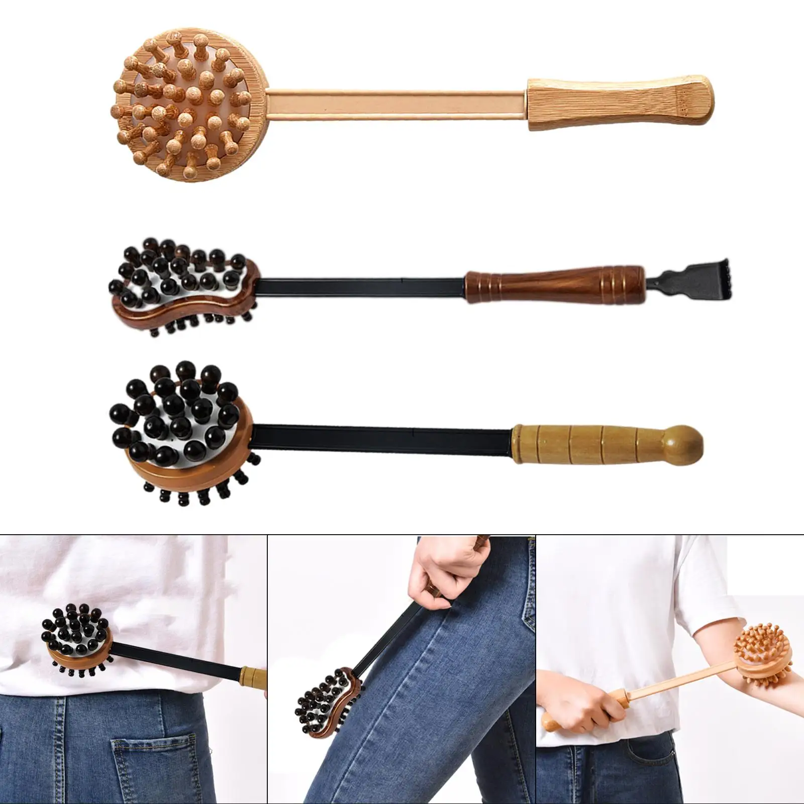 手動筋肉マッサージハンマースティック木製ハンドル、体の機能を改善リラックス