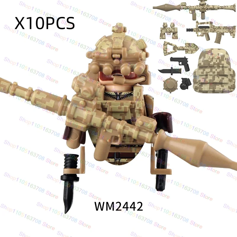 MOC – blocs de construction militaires en briques, Mini soldats d'action, accessoires, figurines, jouets d'assemblage, cadeaux de noël, WM6147