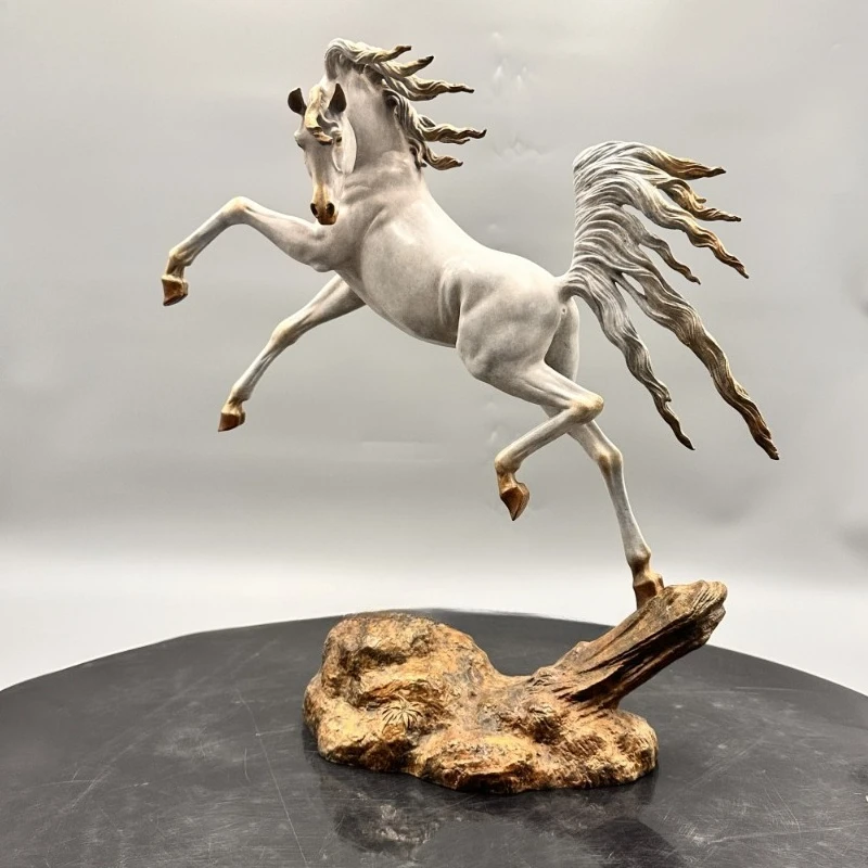 Metal crafts business gifts small brass horse figurines table decoration white art decoration bronze