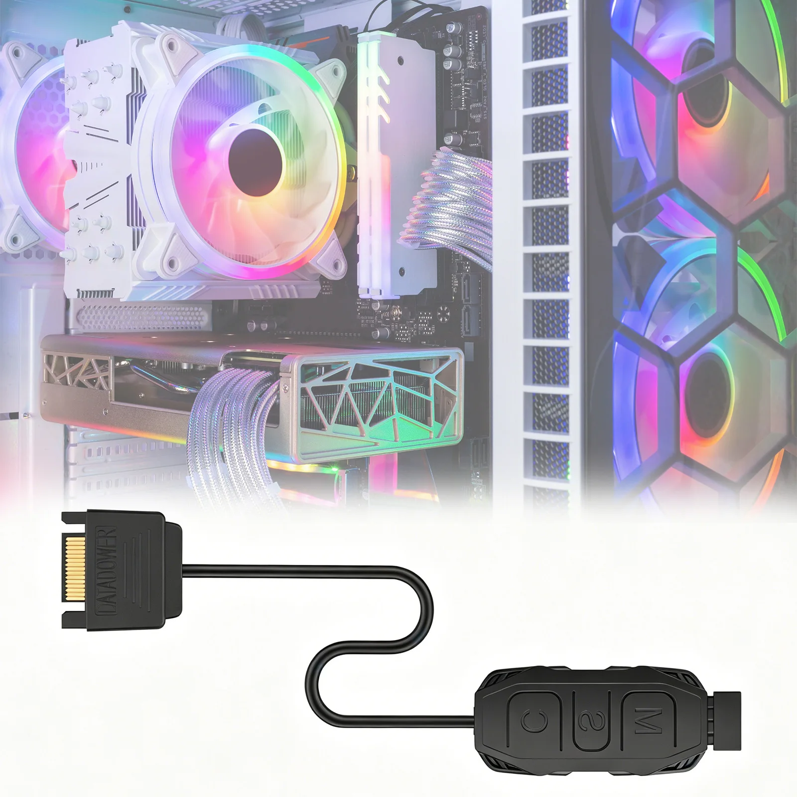 5V 3Pin ARGB Controller Kit with Multiple Lighting Modes SATA Interface Sync Controllers Cable Multipurpose for PC RGB Case Fans