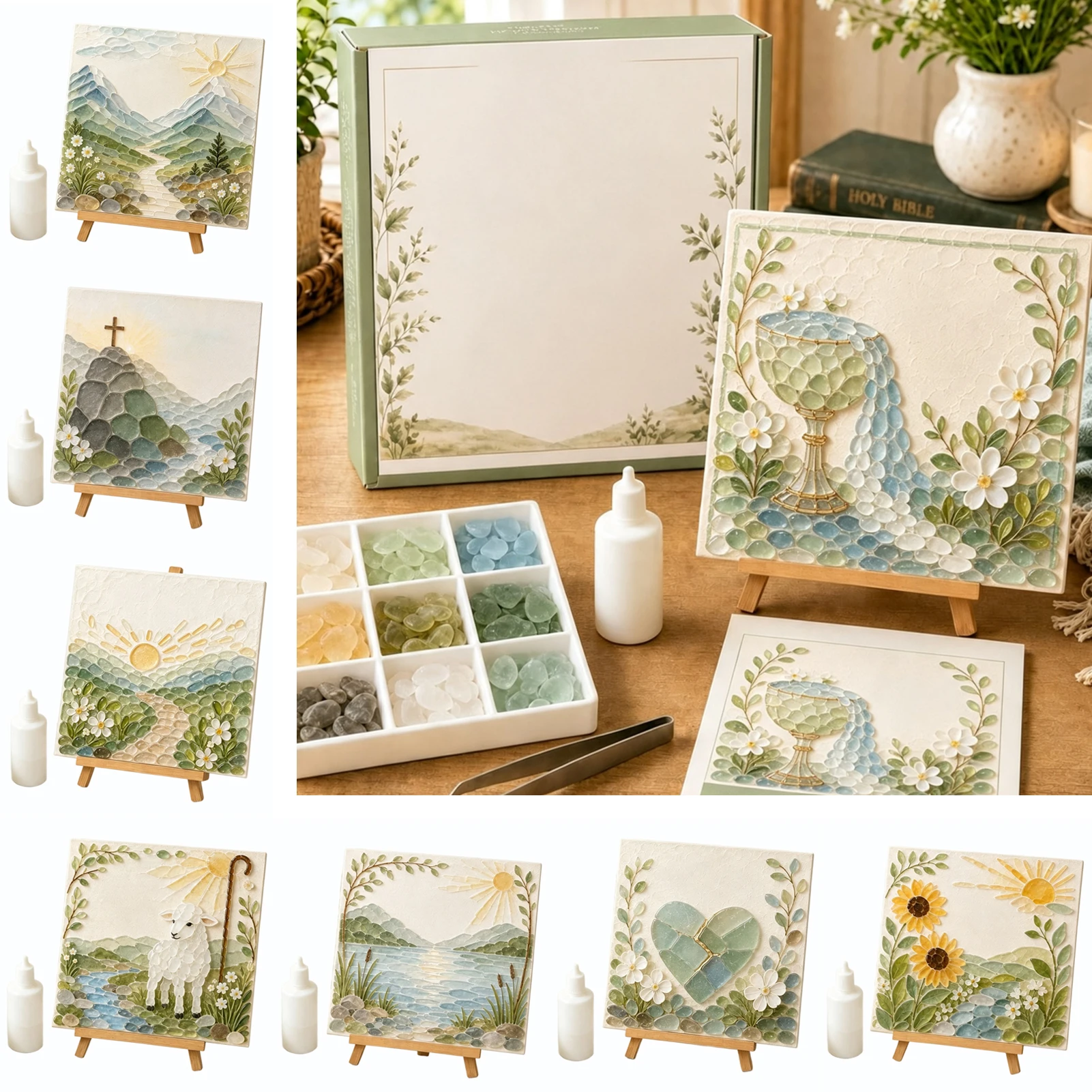 Diy Sea Glass Art Kit For Grief Inspirational Sea Glass Frame Kit Hand-Made Sympathy Memorial Gift Living Room Bedside Decor