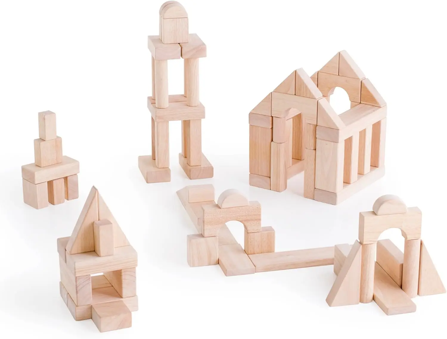 Juego de bloques de unidad D - Juego de 135 piezas: juguete de construcción creativo educativo STEM para niños pequeños, juego de construcción de bloques de madera