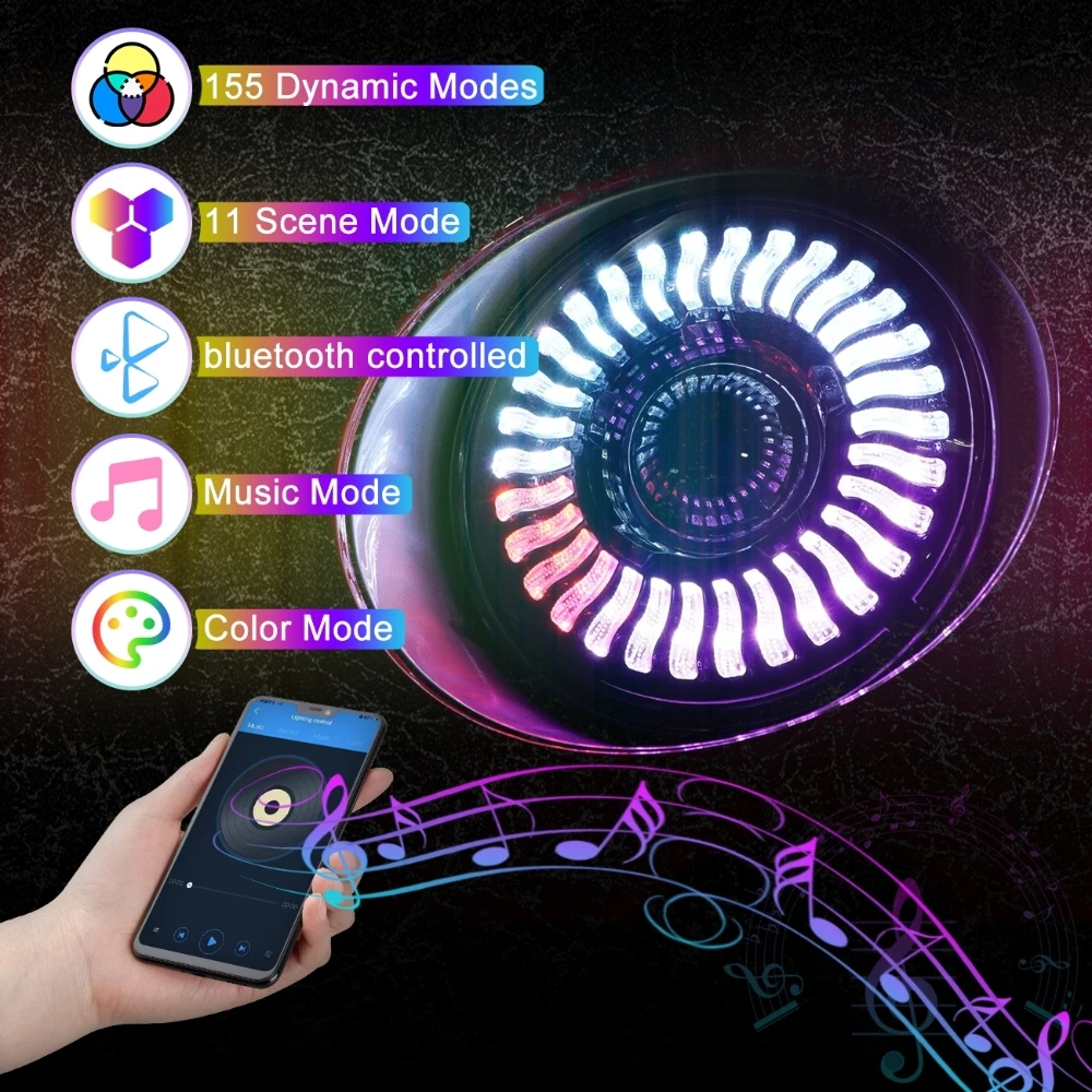 Auxbeam 7 بوصة LED المصابيح الأمامية RGB ضوء متدفق بلوتوث APP التحكم مرحبا منخفضة شعاع مع هالة ل جيب رانجلر JK TJ LJ 1997-2018