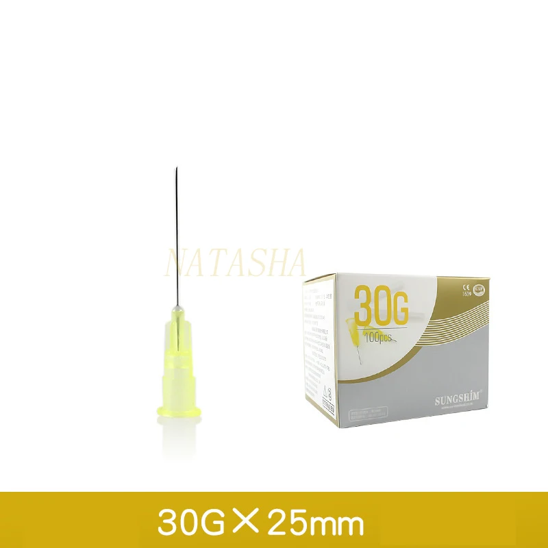 일회용 무통 작은 바늘, 의료용 마이크로 플라스틱 주사, 멸균 수술 바늘, 30G, 13mm, 4mm, 25mm, 100 개