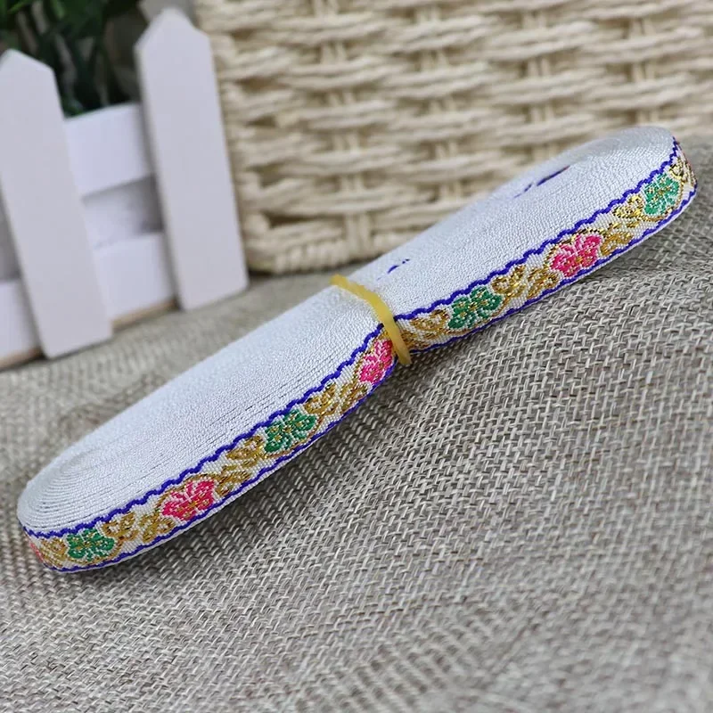 7 Yards 1Cm Jacquard Lint Geweven Singels Tape Etnische Trim Geborduurde Kant Diy Kledingstuk Gordijn Naaien Accessoires Farbic