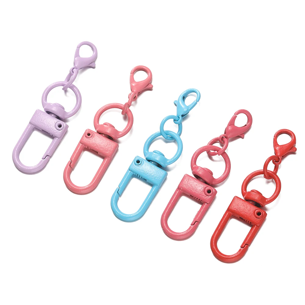 10pcs/lot Colorful Lobster Clasp Hooks Keychain With Lobster Matel Clasps For DIY Jewelry Making Dog Buckle Neckalce Accessories