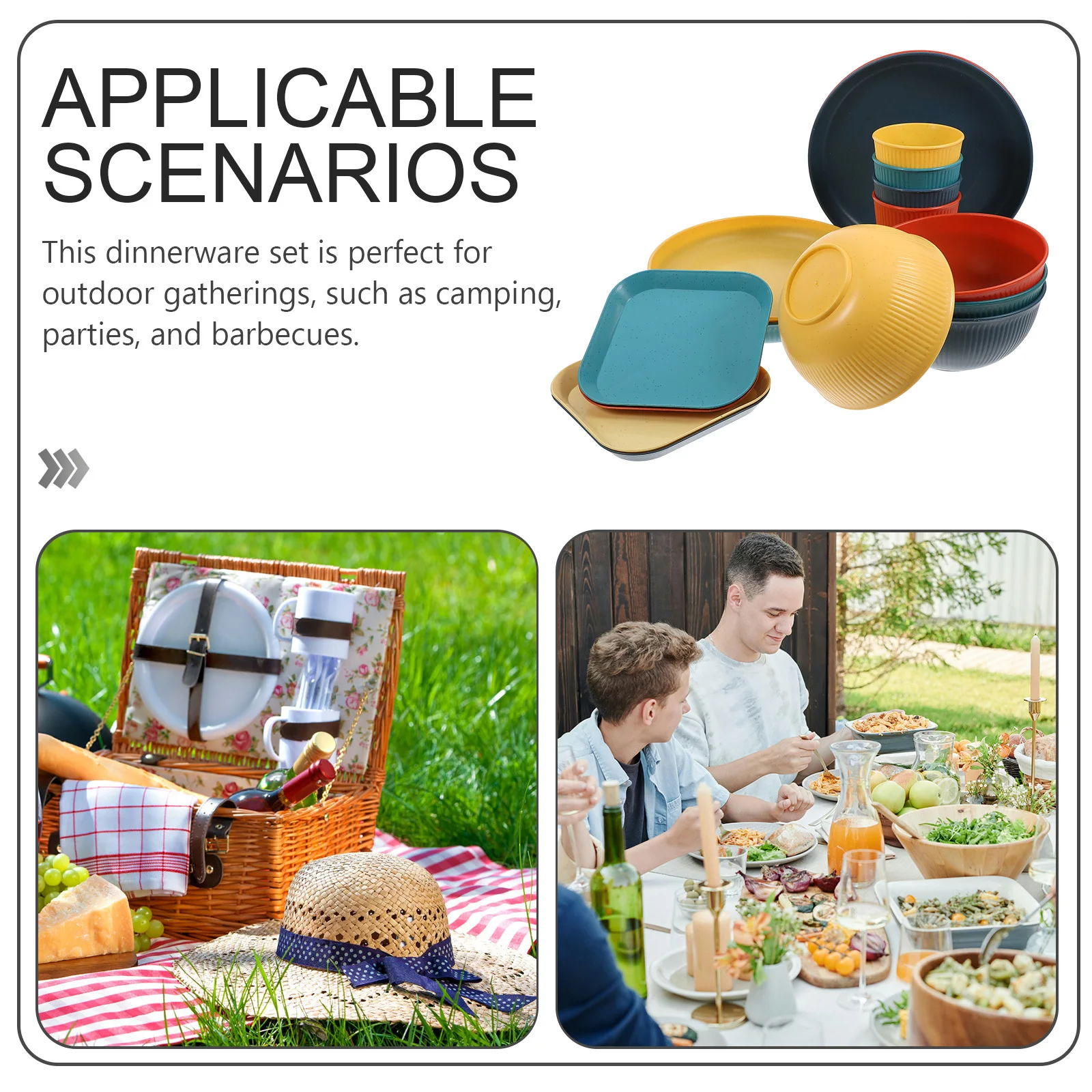 

1Set Unbreakable Dinnerware Set Plates Bowls Cups Outdoor Camping Party Lightweight Tableware Plates and Bowls Set