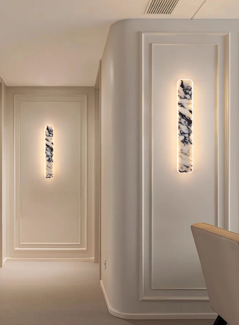 Rectangular Natural Marble LED Wall Light Home Atmosphere
