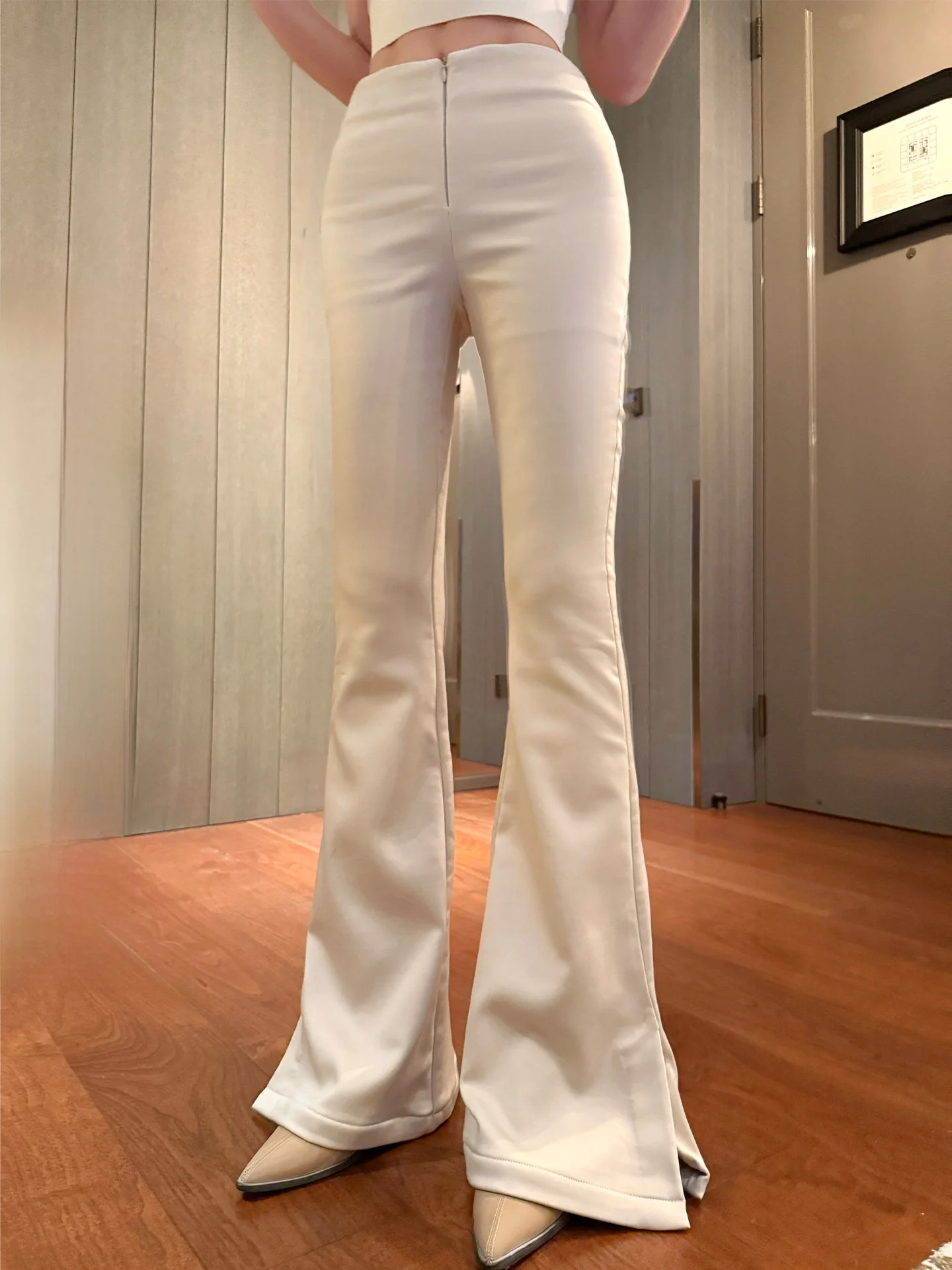 

Женские повседневные брюки для похудения, весенне-осенние, зимние, для работы, с высокой талией, драпированные, слегка расклешенные, длинные, модные, элегантные