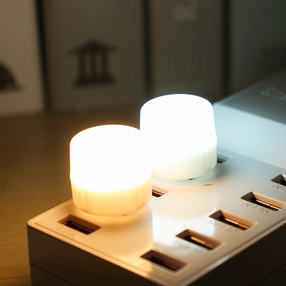1/100Pcs Mini Night Lights USB Plug-in LED Lamp Portable Power Bank Charging Eye Protection Reading Bright Warm White Light