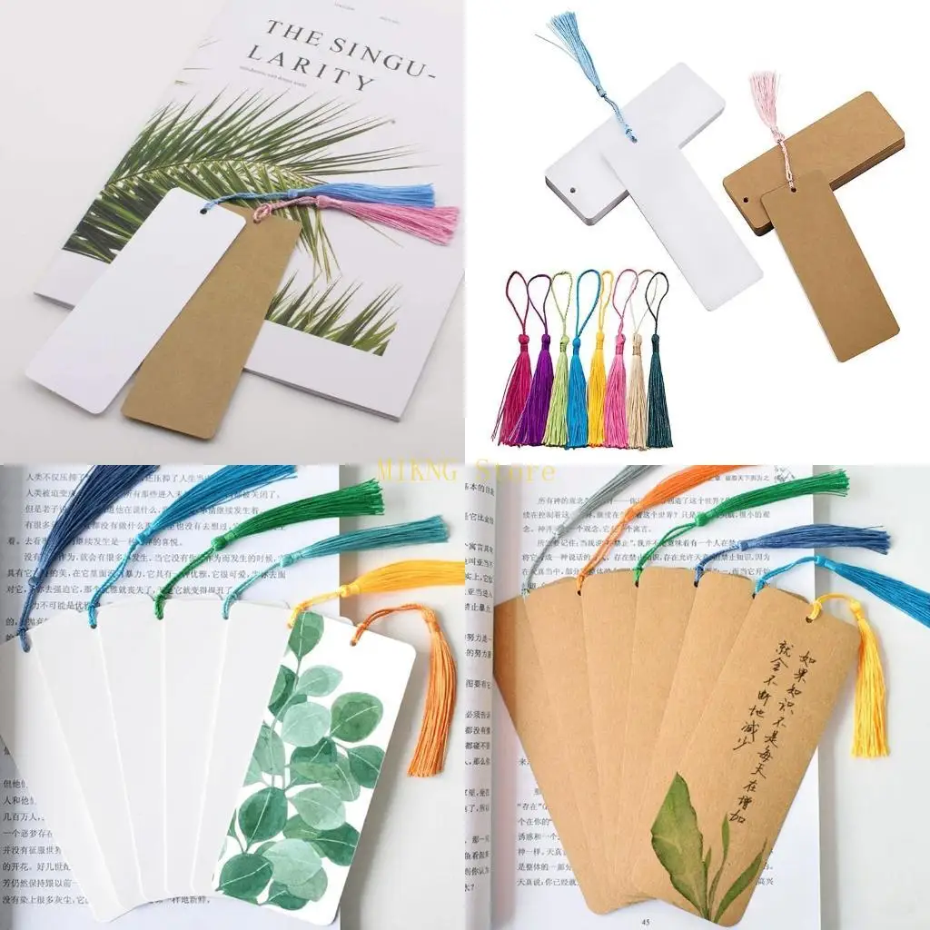 

Set of 120 DIY Blank Paper Bookmarks Set with Clolorful Tassel Pendant best sale