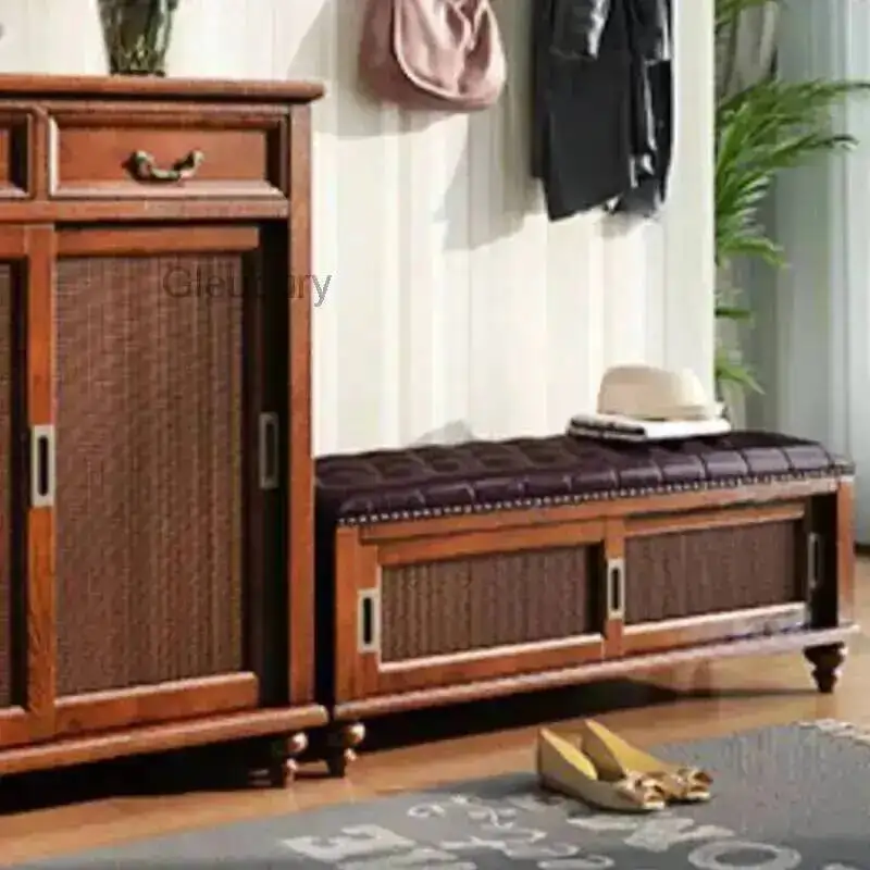 Stool Saving Storage Wood Foot Space Bench Seat Living Room Entryway Foot Stool Modern Pedicure Tabouret Lounge Suite Furniture