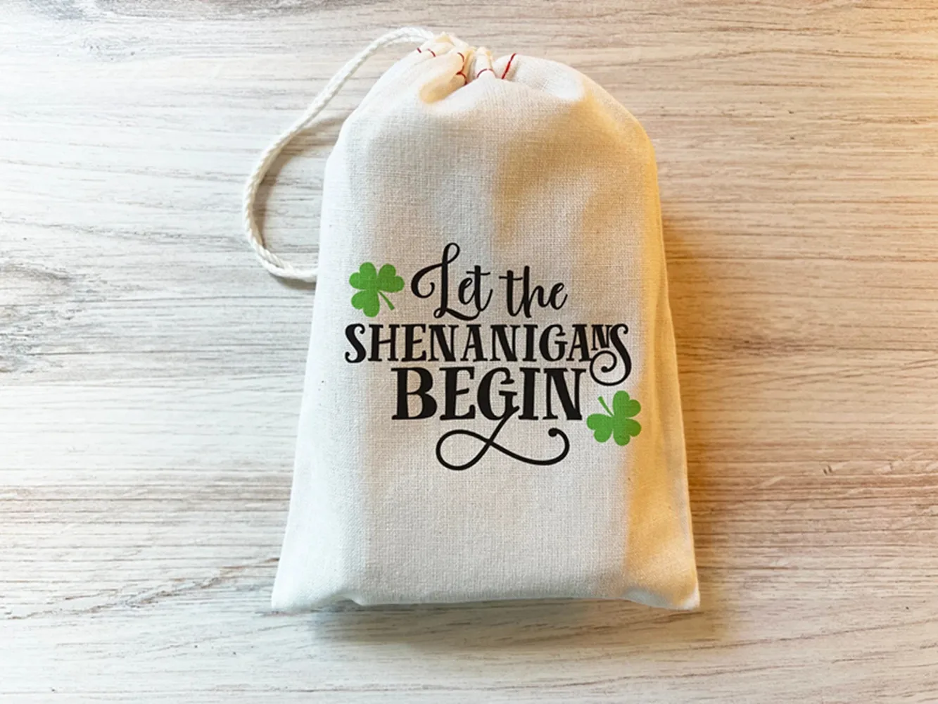 

20PCS St. Patrick's Day Let the Shenanigans Begin Gift Party Favor Candy Bag. Drawstring Thank You Bags Cotton