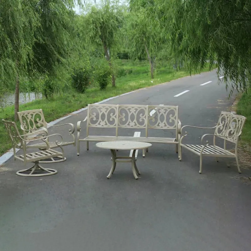 

5pcs outdoor furniture patio Sofa set lesiure seater Cast-aluminum Couch all weather for garden terrace gazebo Yard durable