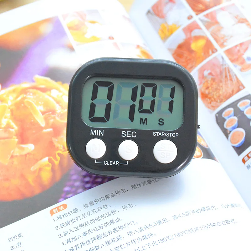 Kitchen Timer Digital Countdown Stopwatch Large Screen LCD Display Cooking Timer Loud Alarm Magnetic Back Battery Operated