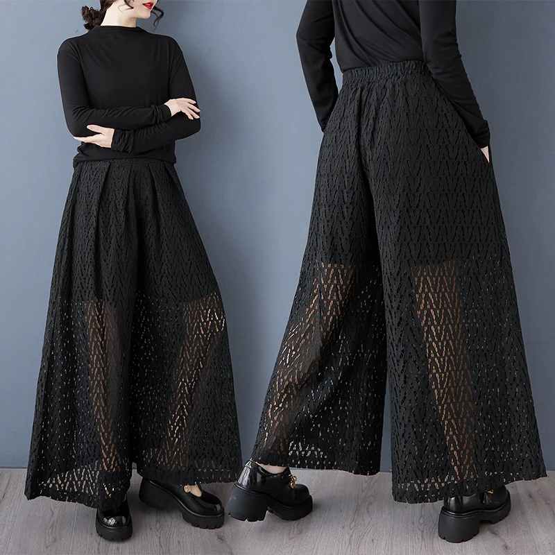 Lose Breite Bein Neun Punkte Hosen Frühling Herbst Koreanische Sle Me Rock Hohe Taille Baumwolle Mischung Casual Hosen für Frauen