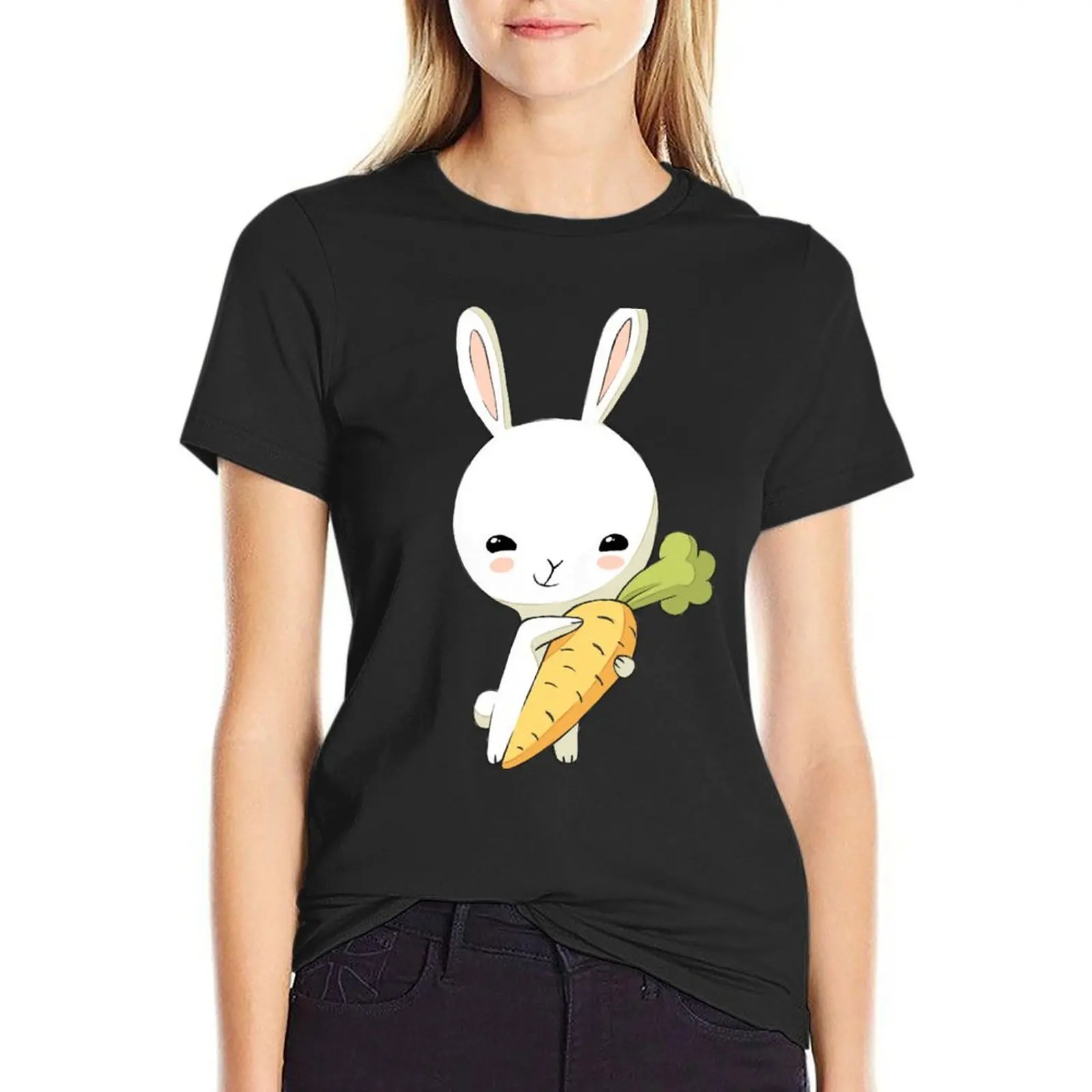 

Bunny Carrot 2 T-Shirt tops summer top summer clothes korean fashion t-shirt dress for Women long