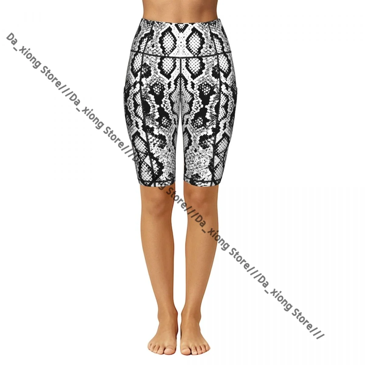 Ladies Yoga Shorts Snake Skin Scales Texture Breathable Gym Running Workout Pants