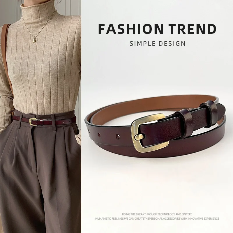 Hot Selling Nieuwe vrouwen Echt Lederen Riem Pure Koeienhuid Retro Naald Gesp vrouwen Riem Casual Veelzijdige Casual Broek riem