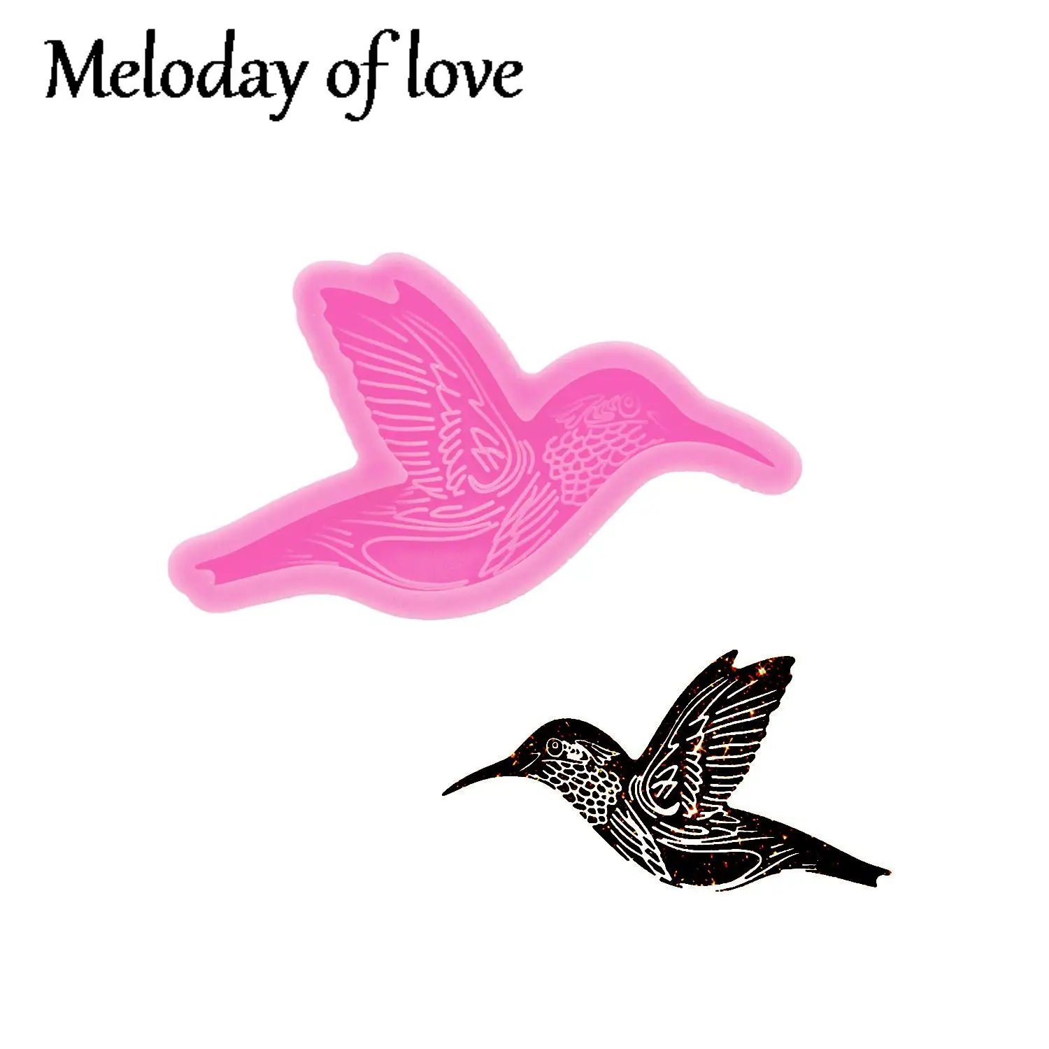 Glossy HUMMINGBIRD Keychain Mold Silicone Resin Bird Mould DIY for Epoxy Necklace, Polymer Clay Fondant Chocolate Cake DY0683