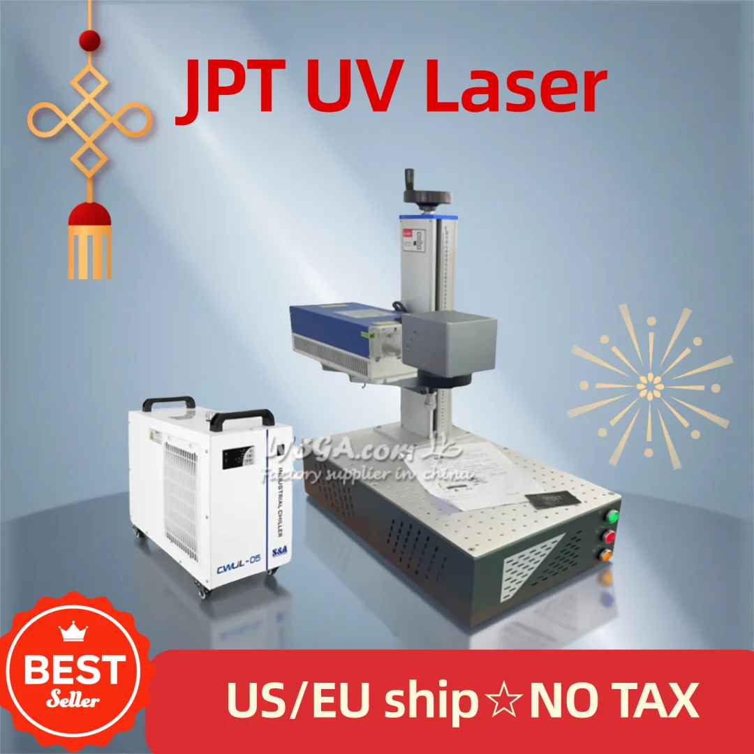 JPT 355nm UV Laser Marking Machine 5W 3W Glass Crystal Engraver With Roaition Axis for Wood Metal Plastic Engraving Equipment