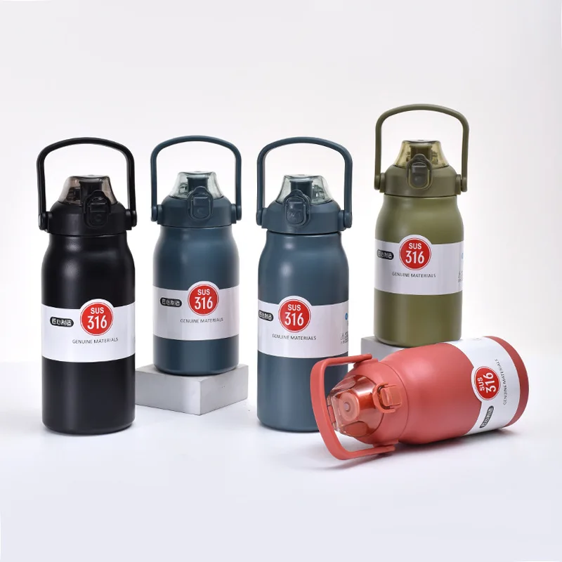 316 stainless steel handle insulated cup outdoor large capacity sports water bottle portable bouncing cover space kettle