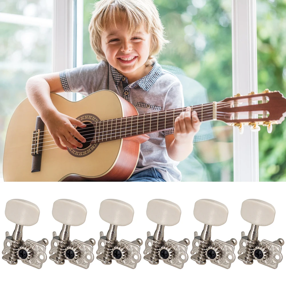 6Pcs Acoustic Guitar Open String Button 3L 3R Guitar Machine Head Key Peg Tuners Metal Tuner Machine Heads Guitar Accessories