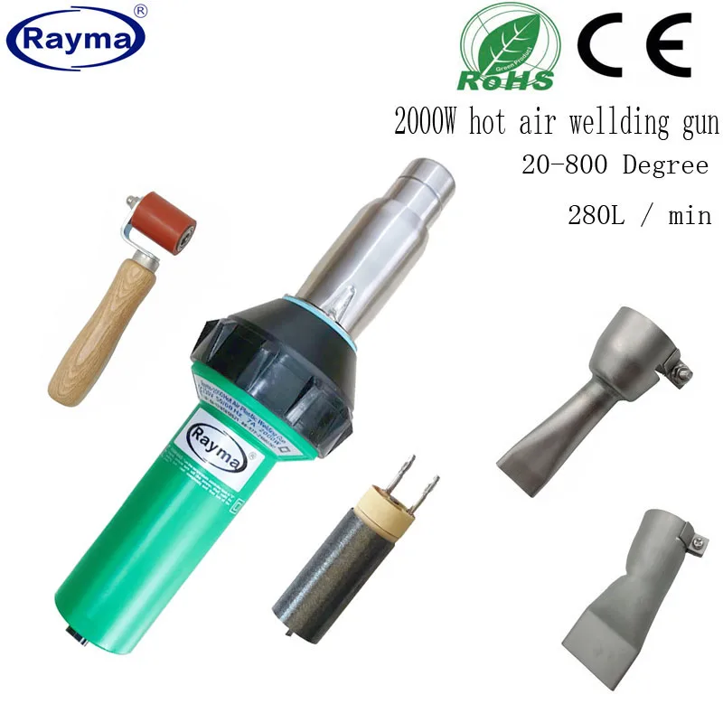 Rayma marka 230V 2000W spawarka do plandek na gorące powietrze Pistolet do spawania tworzyw sztucznych Pistolet na gorące powietrze PVC PP Winyl Spawarka podłogowa Spawanie polietylenu