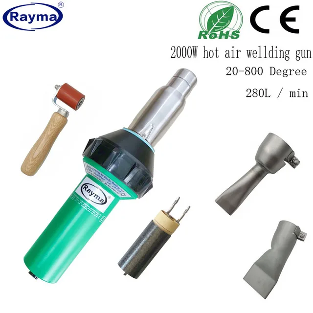 Rayma marka 230V 2000W spawarka do plandek na gorące powietrze Pistolet do spawania tworzyw sztucznych Pistolet na gorące powietrze PVC PP Winyl Spawarka podłogowa Spawanie polietylenu