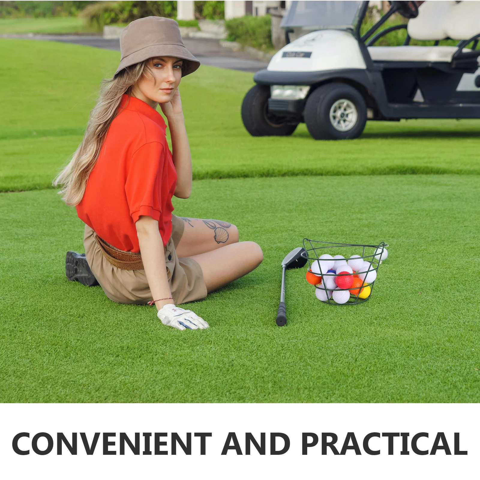 حامل سلة كرة الجولف خفيف الوزن ومتين ومجموعة فعالة من إكسسوارات الجولف حاوية معدنية لمجموعة القيادة في الفناء الخلفي