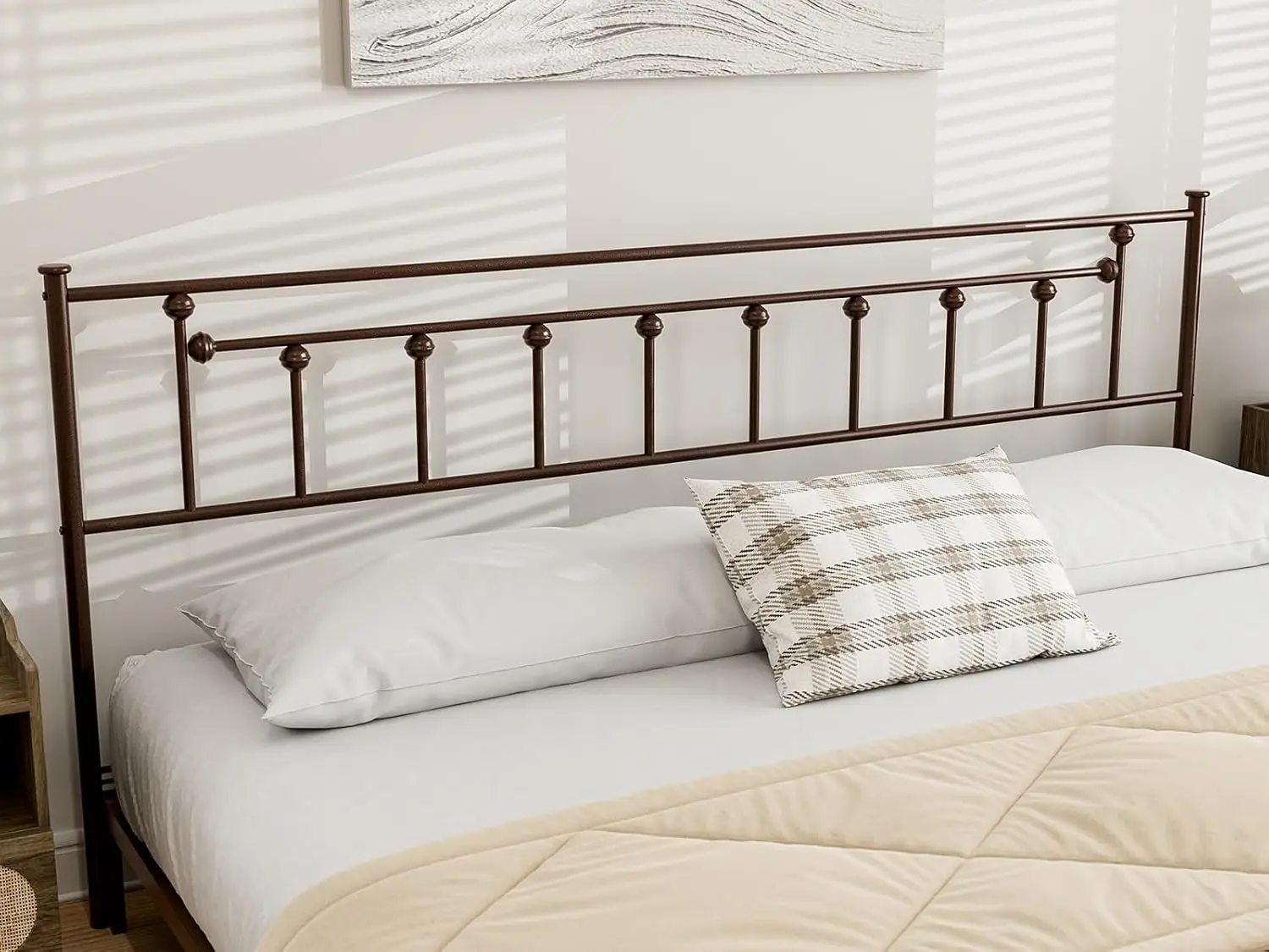 Metal King Size Headboard, Adjustable Height, Sturdy Steel Headboard Only for King Size Bed,Farmhouse Victorian Style,Customized
