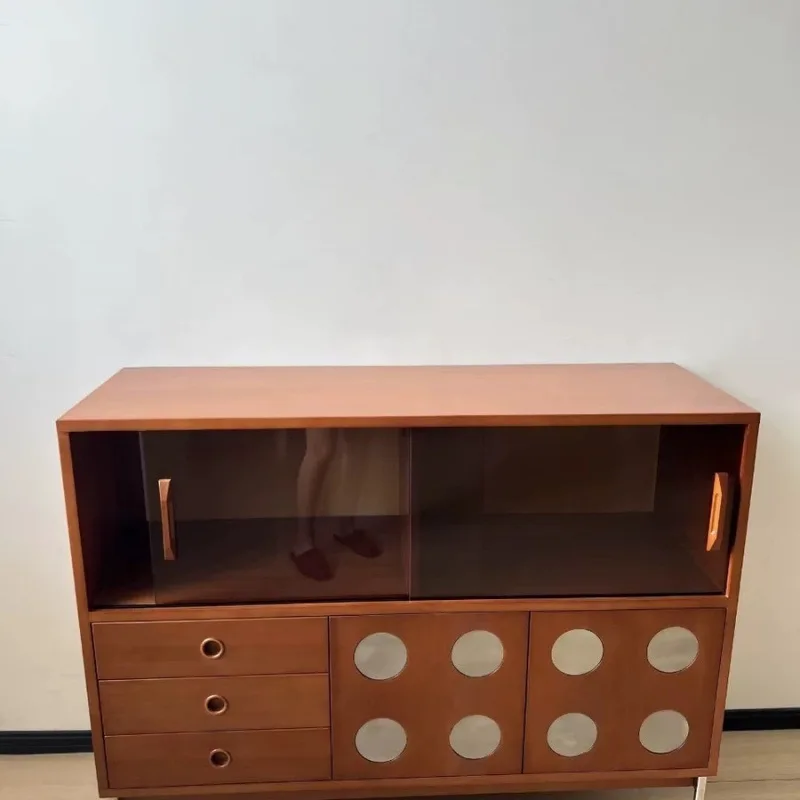 خزانة جانبية لتناول الطعام من الخشب الصلب بتصميم عتيق على الإنترنت، خزانة شاي من القرون الوسطى، شقة صغيرة، تخزين قديم #3