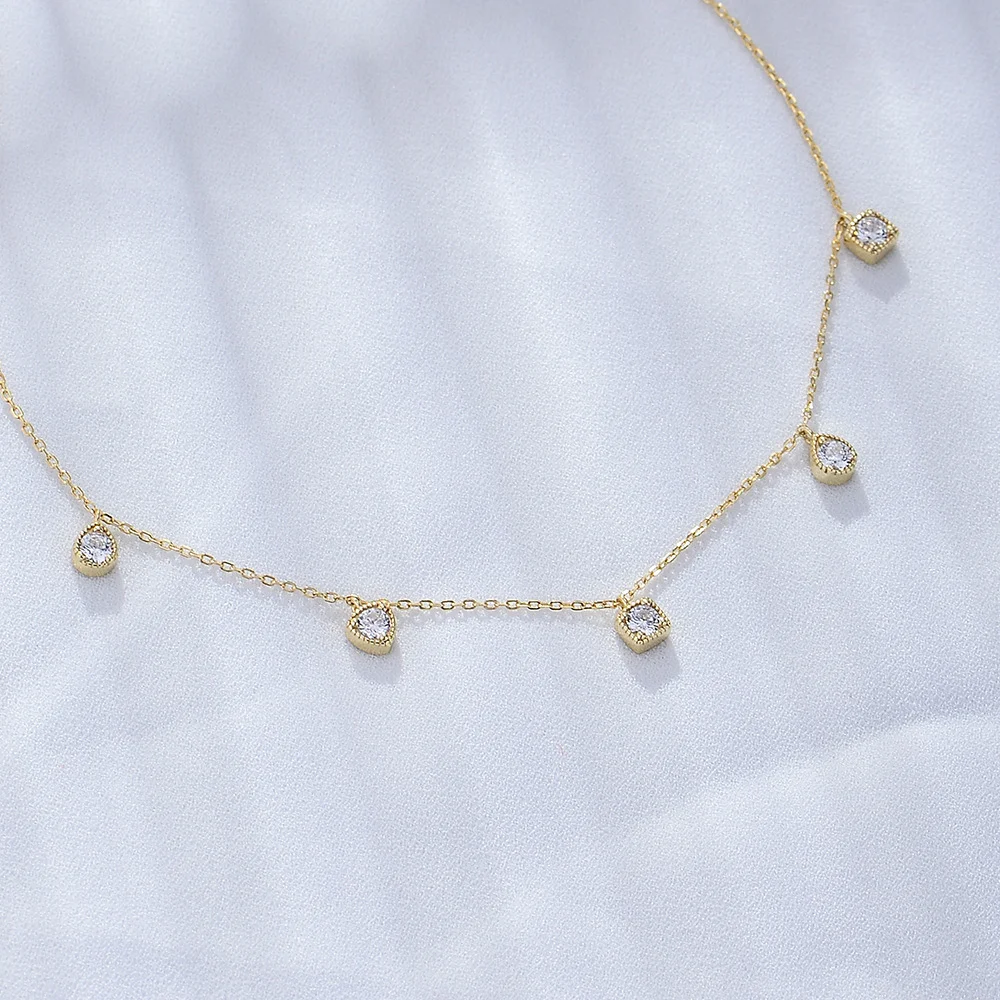 

Элегантное маленькое квадратное ожерелье, европейско-американское серебро S925, минималистичная цепочка на ключицу с цирконом INS