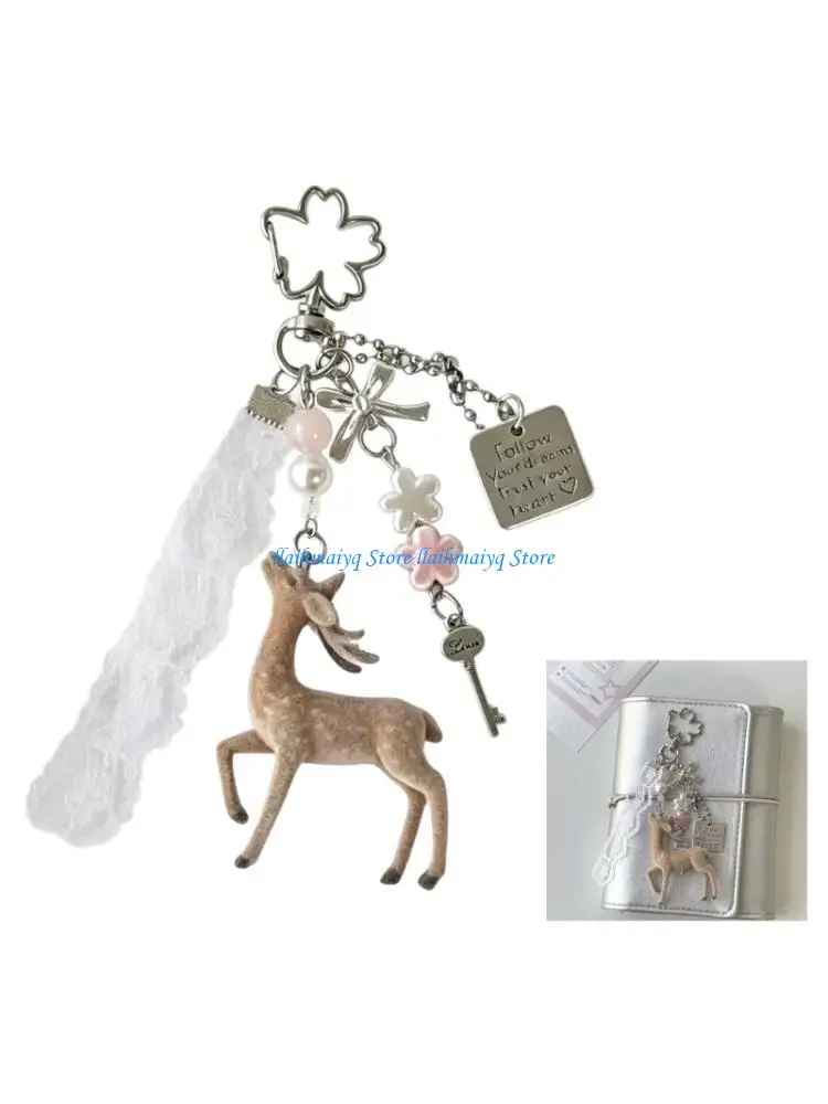 573B Flocking Deer Charm For Bags And Keys Adorable Korean Fashion Jewelry