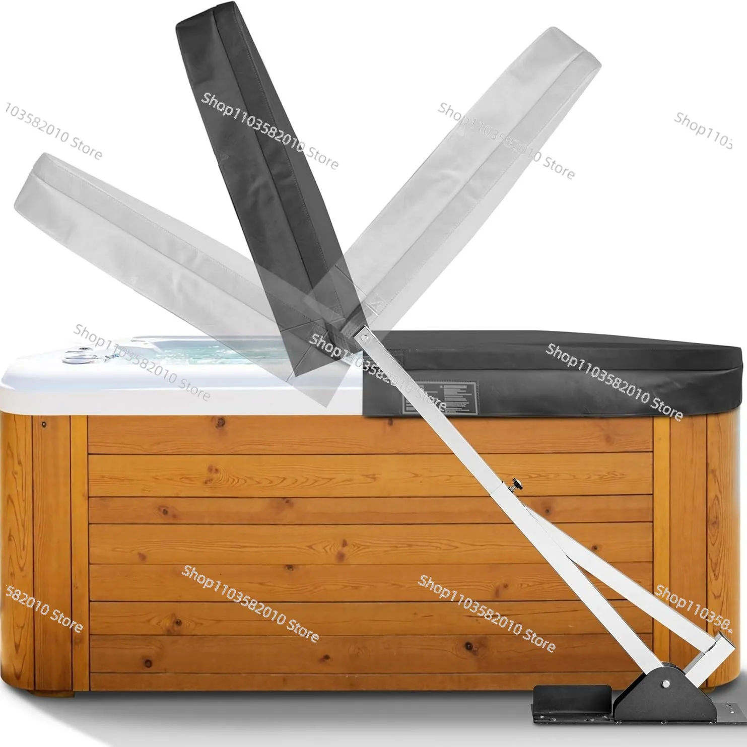 

Подъемник для крышки гидромассажной ванны из нержавеющей стали, регулируемый по ширине (70-106 дюймов), защита от ржавчины.