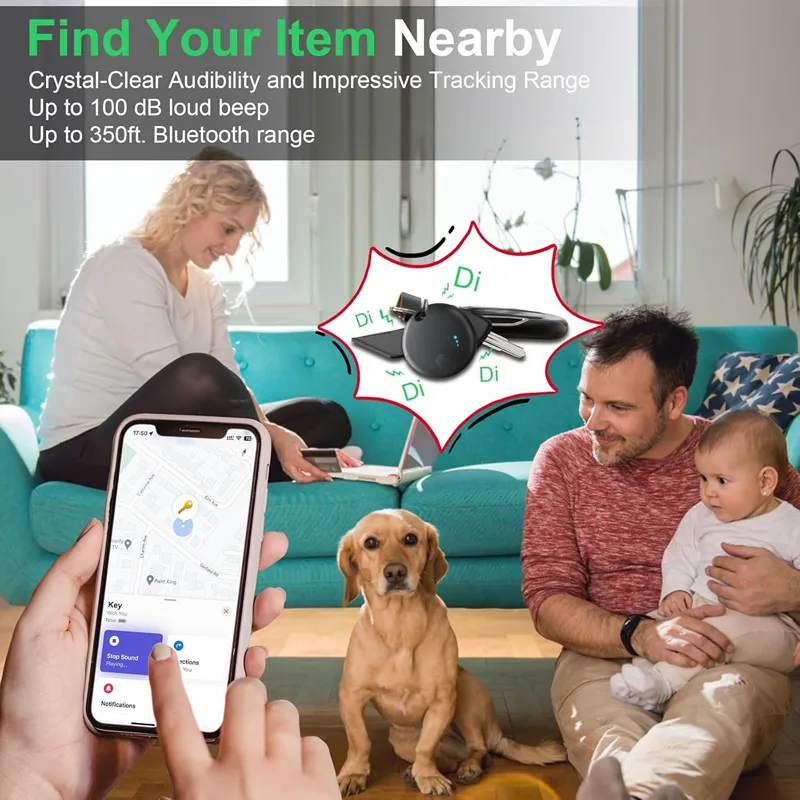 Air Tracker Smart Bluetooth Tracker Tag Works with iOS Find My App Tracking Locator Device Anti-lost Item Finder for Keys Bag
