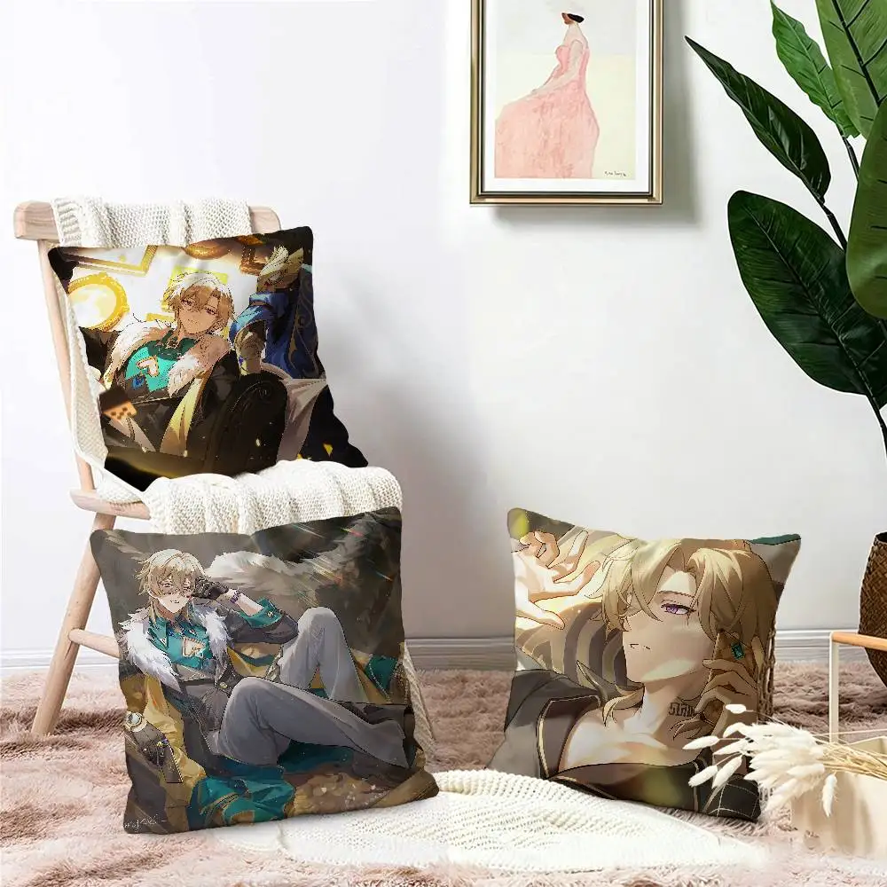 Game Honkai Star Rail aventurine Pillow Cushion Cover Pillowcase Living Room Sofa Home Decor Customized