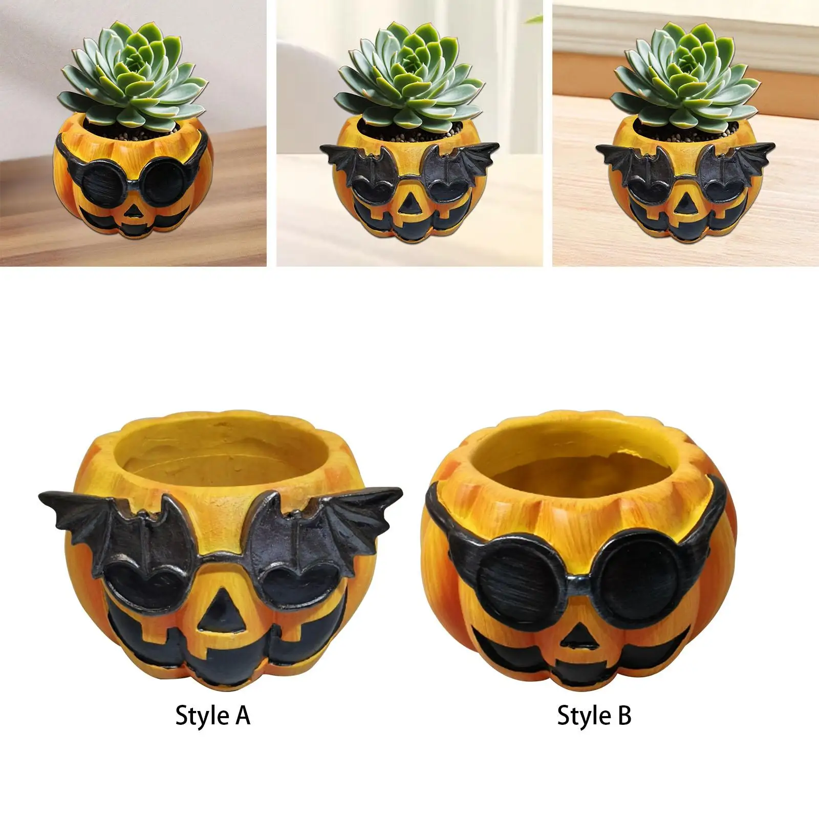 Pumpkin Flower Pot Flower Vase Pumpkin Figurine Gift Bud Vase Makeup Brush Container Plant Pot for Office Desk Kitchen Garden