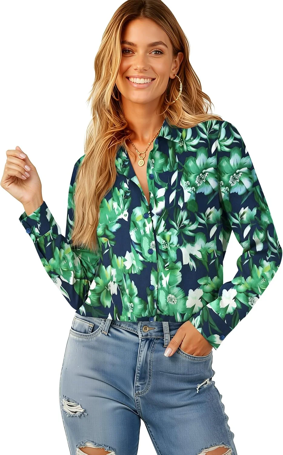 2026 Summer Popular Simple Long Sleeve Lapel Shirt Natural Printed Shirt Professional Commuting Shopping Outerwear Fast Shipping