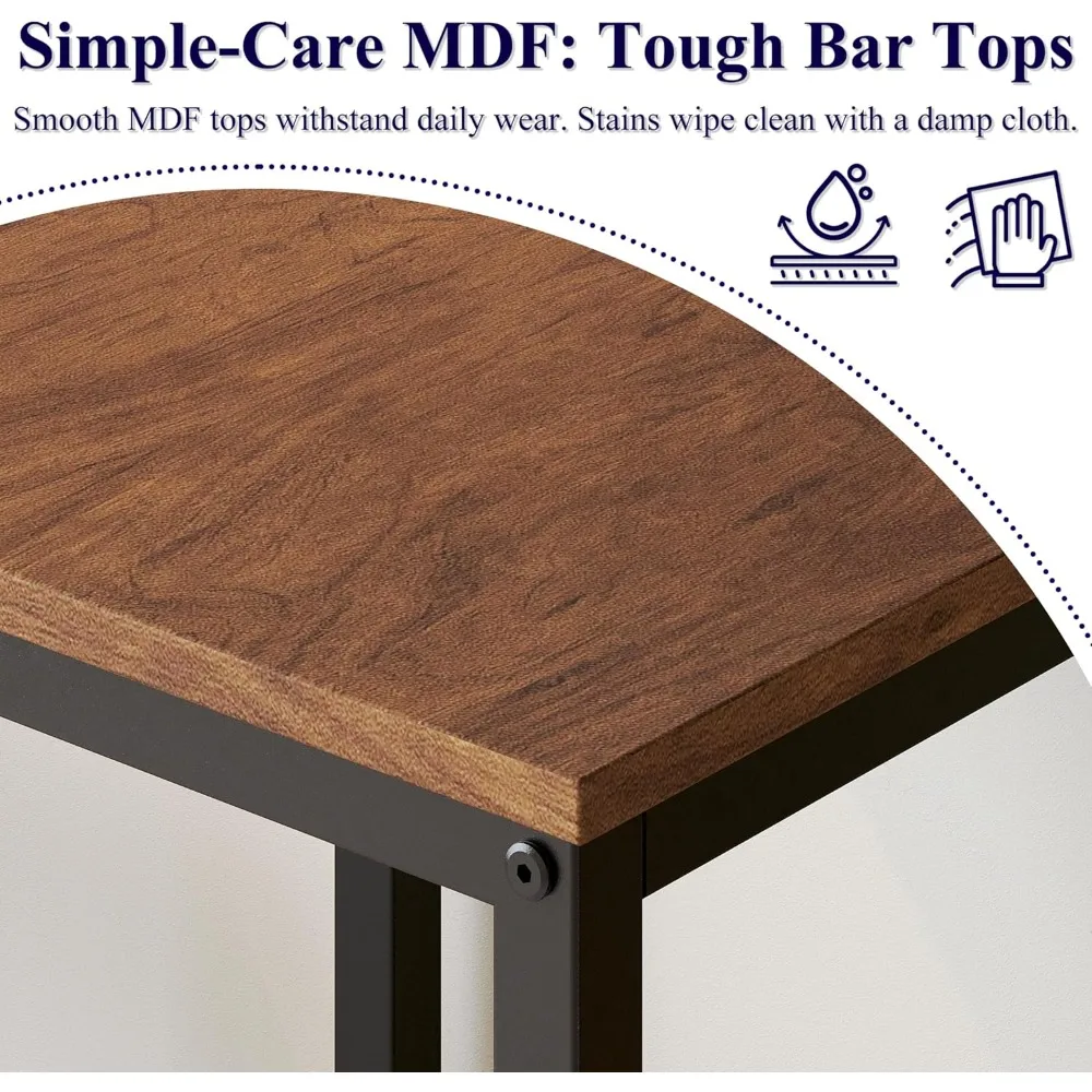 طاولة بار مربعة بإطار معدني صناعي للمساحات الصغيرة، سطح مرتفع، 23.6 × 23.6 × 36.9 بوصة، سهلة التجميع