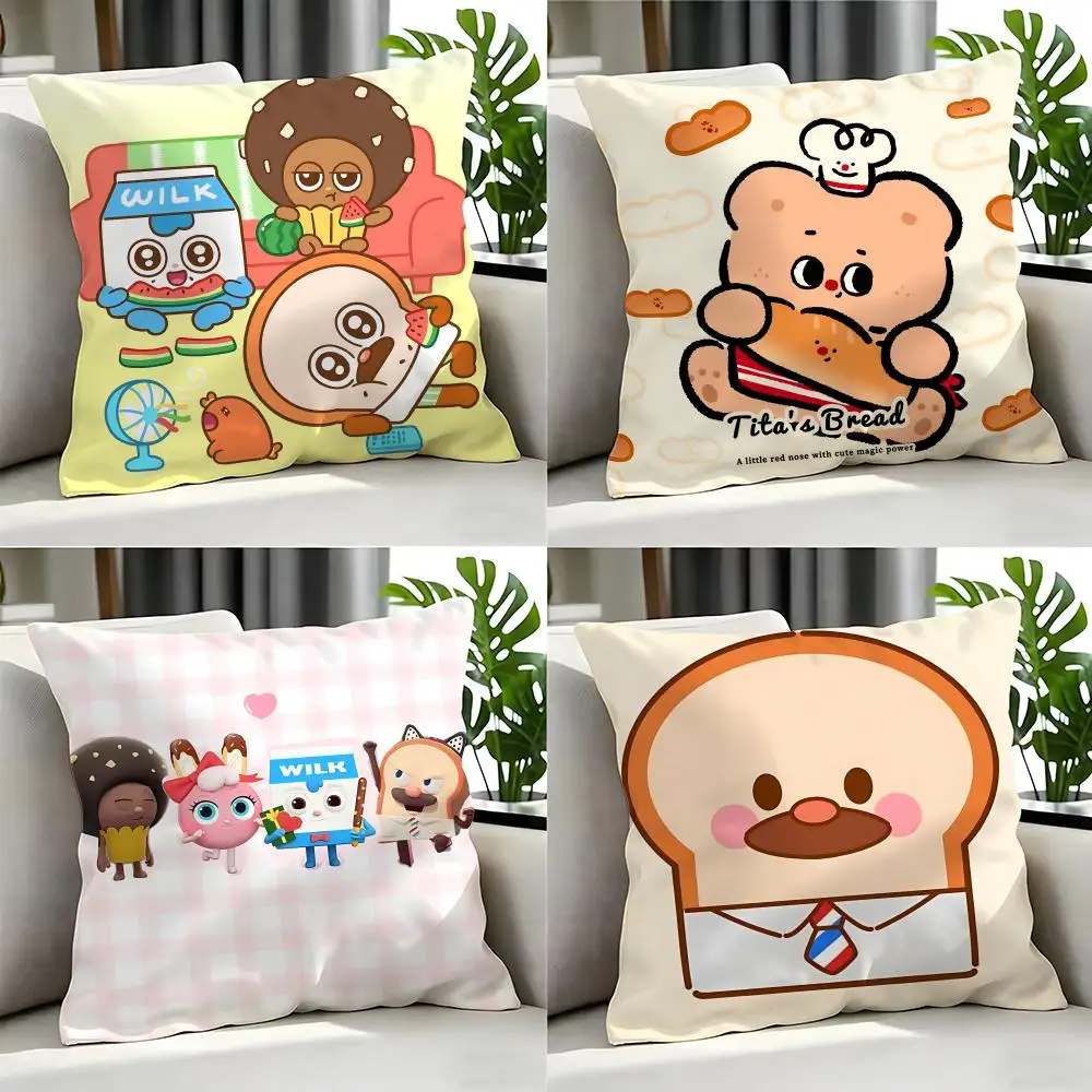 cartoon Bread Barbershop Cushion Cover Cushion Cover Set 4Pcs 50x50 45x45 40x40 Pillowcase Decorative Sofa Home Decor