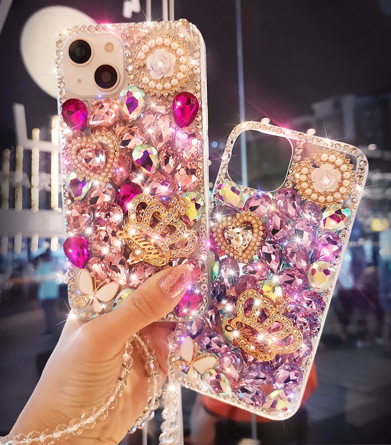 

Luxury Bling Crystal Rhinestone Golden Crown Diamond Phone Case For Samsung S24 S10 S20 S21 FE S22PLUS S23Ultra Note 8 9 10 20