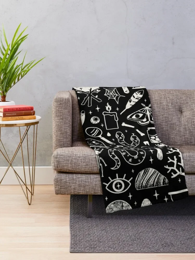 Curiosities: Bone Black Throw Blanket Single Loose Blankets