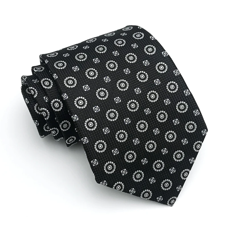 VEEKTIE Brand Black Formal Business Neckties Men 8cm Dark Blue Floral Paisley Striped Polka Dots Working Interview Suits Shirts