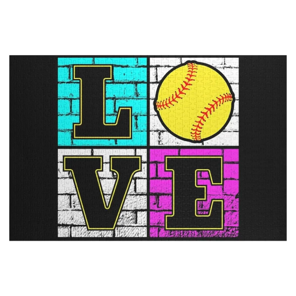 

Love softball for softball players and softball fans Jigsaw Puzzle Personalized Name Personalized Toys Puzzle