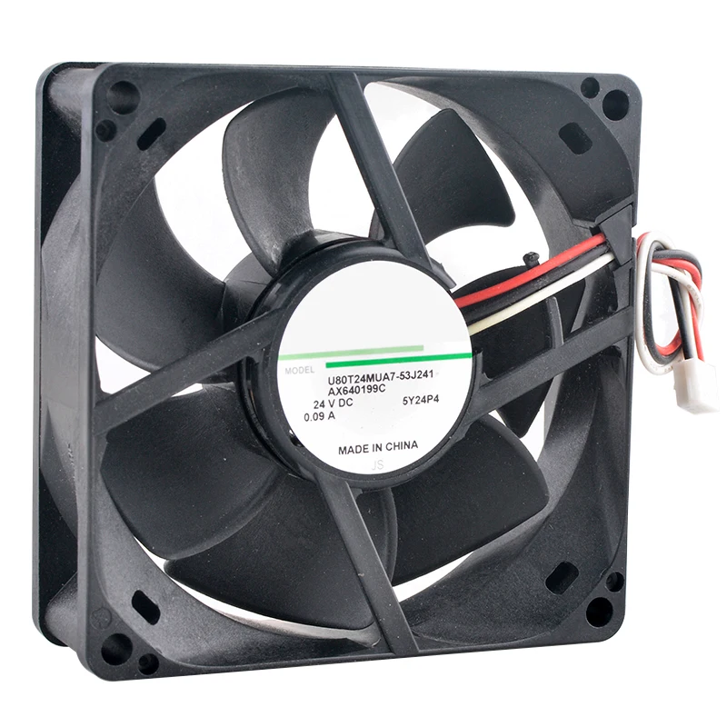 U80T24MUA7-53J241 8cm X 80mm Axial Flow Fan 80x80x25mm DC24V 0.09A 3-Pin Cooling Fan for Frequency Converter Power Supply