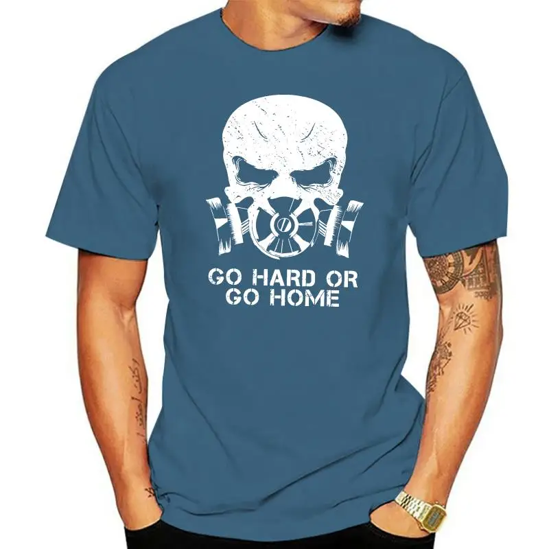 2022 Summer Fashion Hot Skull Distressed Gas Mask Bio Hazard Go Hard or Go Home Mens T Shirt Sm 3XL Tee shirt