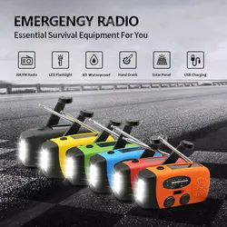 small portable radio Emergency Radio Hand Crank Solar FM Radio 2000mAh Power Bank with Charging Battery operated radio